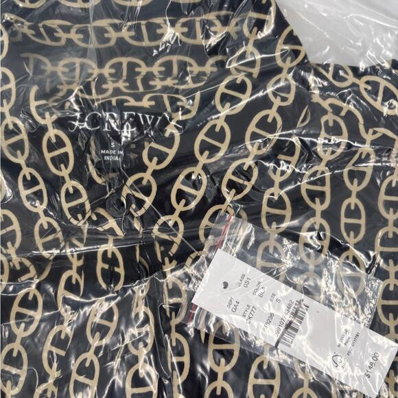 J. Crew Amelia Popover Black Shirtdress in Gold Chain Print Size Small - Picture 6 of 9